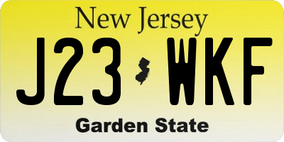 NJ license plate J23WKF