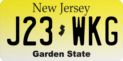 NJ license plate J23WKG