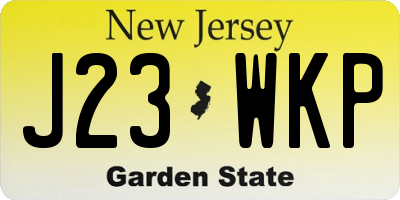 NJ license plate J23WKP
