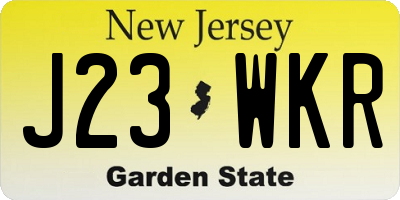 NJ license plate J23WKR