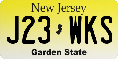 NJ license plate J23WKS