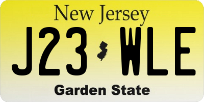 NJ license plate J23WLE
