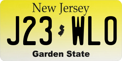 NJ license plate J23WLO
