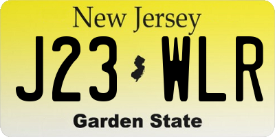 NJ license plate J23WLR