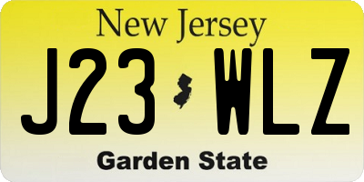 NJ license plate J23WLZ