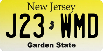 NJ license plate J23WMD
