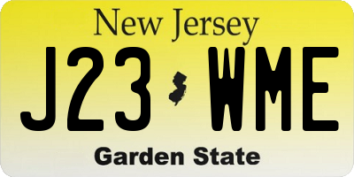 NJ license plate J23WME