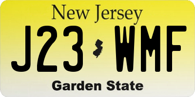 NJ license plate J23WMF