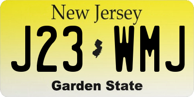 NJ license plate J23WMJ