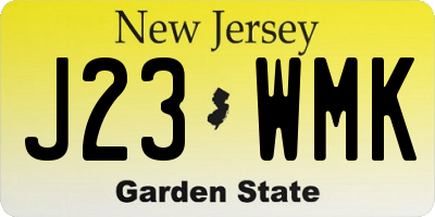 NJ license plate J23WMK