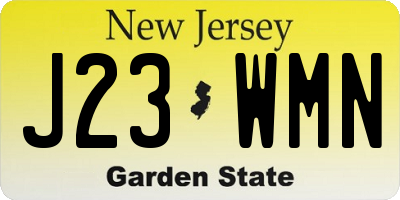 NJ license plate J23WMN