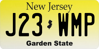 NJ license plate J23WMP