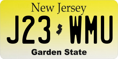 NJ license plate J23WMU