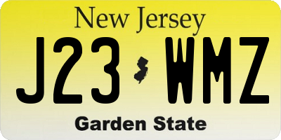 NJ license plate J23WMZ
