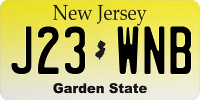 NJ license plate J23WNB