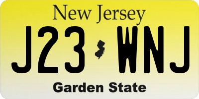 NJ license plate J23WNJ