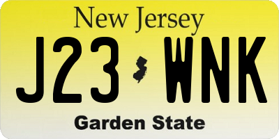 NJ license plate J23WNK