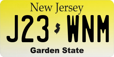 NJ license plate J23WNM