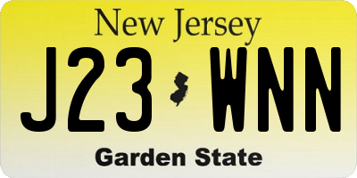 NJ license plate J23WNN