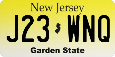 NJ license plate J23WNQ