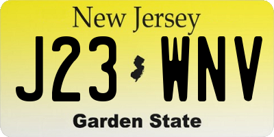 NJ license plate J23WNV