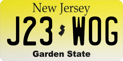 NJ license plate J23WOG