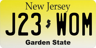 NJ license plate J23WOM