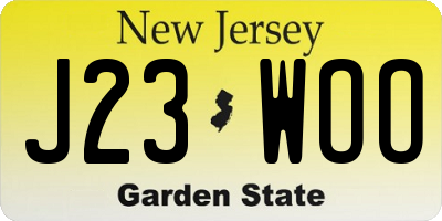 NJ license plate J23WOO