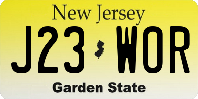 NJ license plate J23WOR