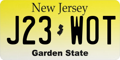 NJ license plate J23WOT