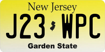 NJ license plate J23WPC