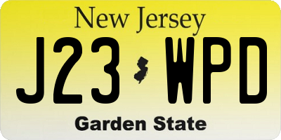 NJ license plate J23WPD