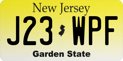 NJ license plate J23WPF