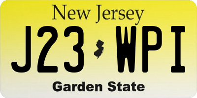 NJ license plate J23WPI