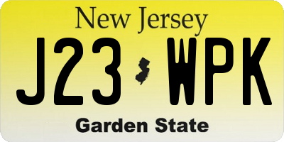 NJ license plate J23WPK