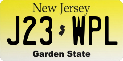 NJ license plate J23WPL