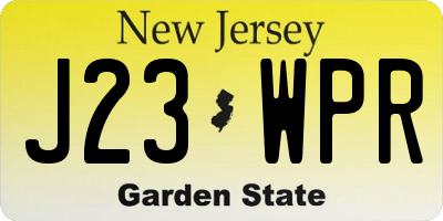 NJ license plate J23WPR