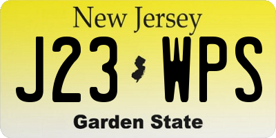 NJ license plate J23WPS