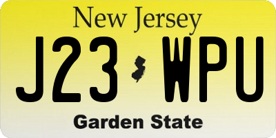 NJ license plate J23WPU