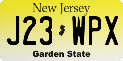 NJ license plate J23WPX