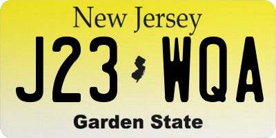 NJ license plate J23WQA