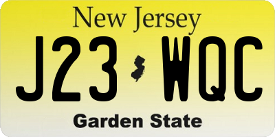 NJ license plate J23WQC