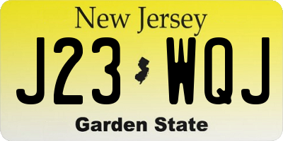 NJ license plate J23WQJ