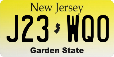 NJ license plate J23WQO