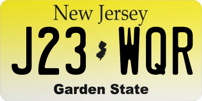 NJ license plate J23WQR