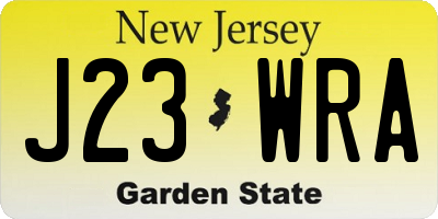 NJ license plate J23WRA