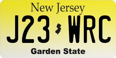 NJ license plate J23WRC