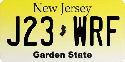 NJ license plate J23WRF