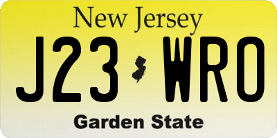 NJ license plate J23WRO