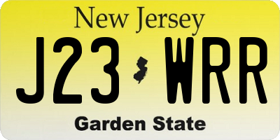 NJ license plate J23WRR